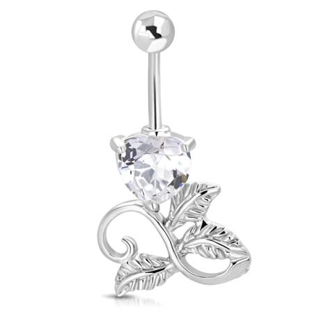 Navelpiercing 316l Kirurgiskt Stål Hjärta Klar Cz
