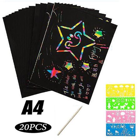 Regnbue Skrapepapir Kunstsett 10/20/50 Ark Skrap Det Av Papir Tegnebrett Ark Fargerik