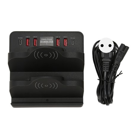 Trådløs ladestasjon Hurtiglader USB-lader 110W 100-240V for hodetelefoner Telefonnettbrett EU-plugg