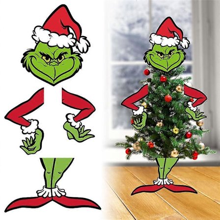 4 stk./sæt The Grinch Juletræsindlæg Dekoration Hoved Ben Hånd Julefest Pynt Rekvisitter