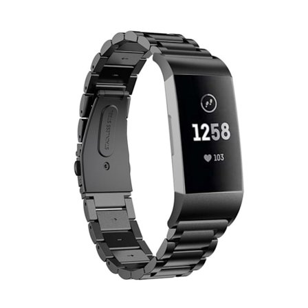 Fitbit Charge 4 Stainless steel watch strap - Black