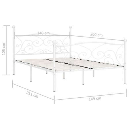 VidaXl Sängram Med Ribbotten Vit Metall 200X140 Cm - Litenleker