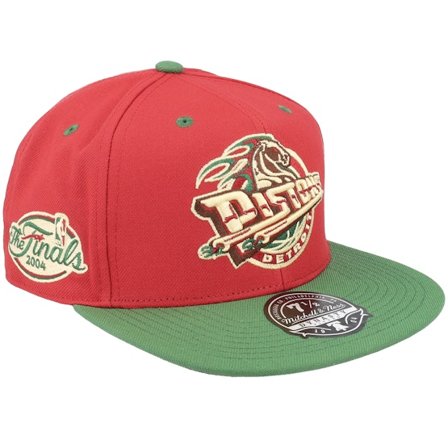 Mitchell & Ness - NBA Röd fitted Keps - Detroit Pistons Nightmare Red/Green Fitted @ Hatstore