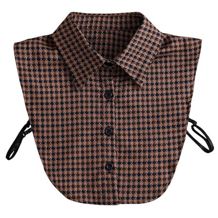 Falsk krave, aftagelige kraver Houndstooth Print Halv falsk skjorte Blusekrave, Chic ternet faux krave til kvinder, Perfekt til efterår og vinter La