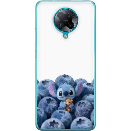 Kompatibelt Mobildeksel til Xiaomi Xiaomi Poco F2 Pro Søt blå karakter blant blåbær med bamse i mykt og lekent illustrasjon