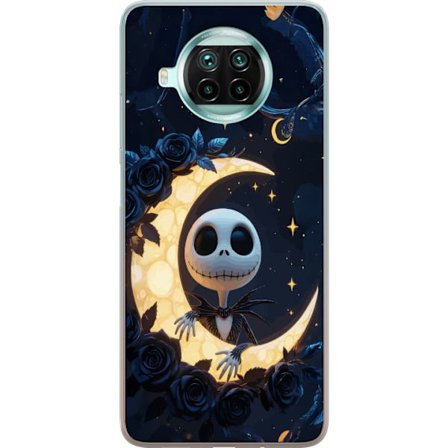 Yhteensopiva Puhelinkuori Xiaomi Mi 10T Lite 5G Kuunsäden luurankomotiivi, jossa luuranko istuu loistavan kuun keskellä tähtiä ja tummia ruusuja