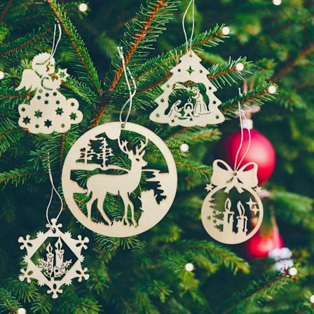 Puinen joulukoristeet joulukuusen koristeet setti, 25 kpl