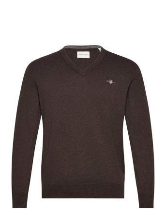 Classic Cotton Vneck Strikkegenser V-krage Brun GANT*Betinget Tilbud