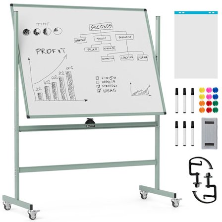 Justerbar magnetisk dubbelsidig mobil whiteboardtavla med hjul