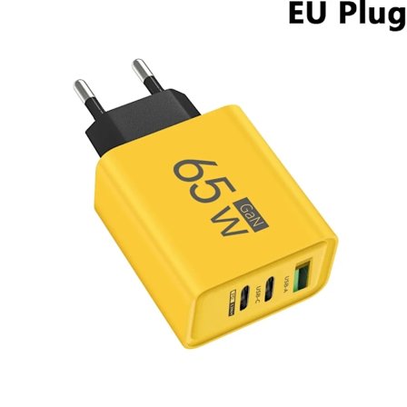 GaN 65W PD USB-laddare Typ C-laddare Snabbladdande Telefonadapter för iPhone 15 Xiaomi Huawei Samsung Mobiltelefon Väggladdare
