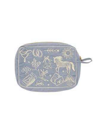 HABIBA Polly Embroidery Toiletry Bag Sea, Tøj & Bolig, Makeup- & Toilettasker, Toilettasker