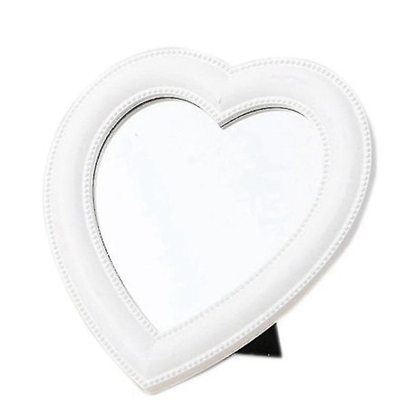 Meikkipöytä- ja seinäpeili, kaksoiskäyttöinen sydämen muotoinen valkoinen