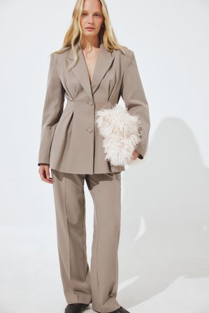 NA-KD - Rett bukse med middels liv - Skreddersydde bukser - Brun - EU 42