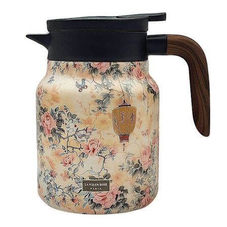 Raidley Vintage Blomstermønstret Te Termokande med Indbygget Si, Mini Varm Kaffekande Kontor Rustfrit Stål, Isoleret-xindaren