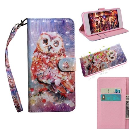 Huawei P30 Lite Läderfodral med mönster - Uggla