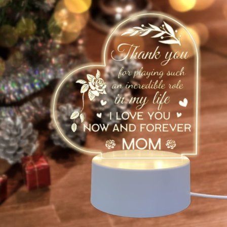 Mamma födelsedagspresenter från dotter son barn, LED hjärtformad 3D