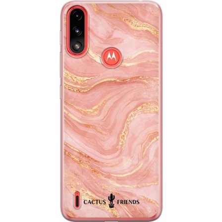 Kompatibelt Mobildeksel til Motorola Motorola Moto E7 Power Cactus and Friends – RoseGoldFlow
