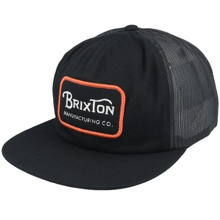 Brixton - Svart trucker Caps - Grade Hat Black/Orange/White Trucker @ Hatstore
