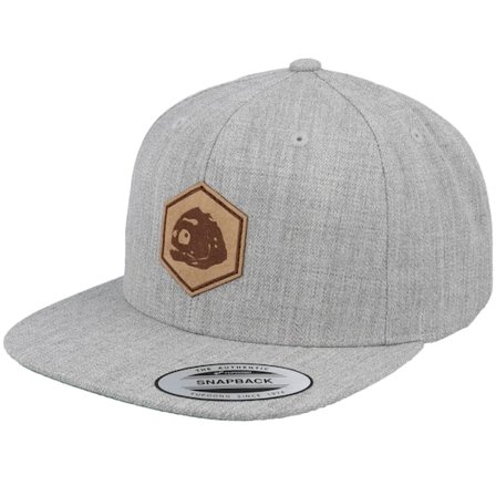 Skillfish - Grau snapback Cap - Piranha Skull Hex Patch Heather Grey Snapback @ Hatstore