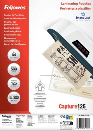 FELLOWES Laminat A4 125mic klar 500/fp - Lyreco - Kontorsmaskiner - Laminering - Laminat - A4