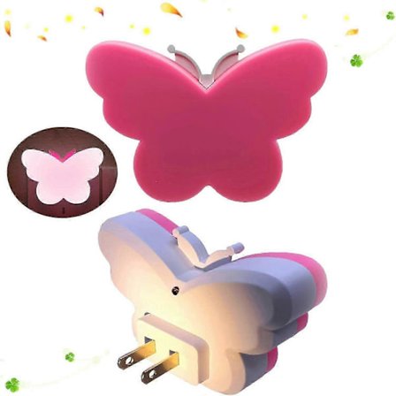 Nattlampa LED fjäril ljuskänslig för uttag, mjukt sken nattlampa LED fjäril