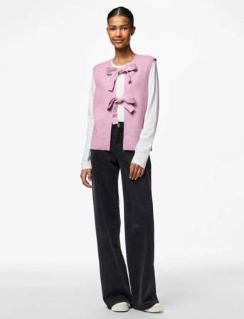 Pieces Pcsilly Sl Rev Tie Vest Knit Noos Bc - Pink - L
