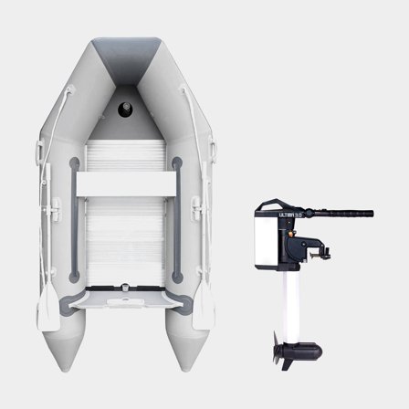 Pontony z silnikiem elektrycznym RUBB 270 Pro Flex, aluminiowa podłoga, szary + Haswing Ultima Travel, 3.0 hk, 1030 W, 63 cm długość kolumny, z 