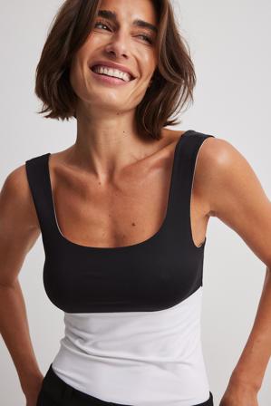 Paola Cossentino x NA-KD Singlet med kontrastdetalj - Linnen - Multicolor - XX-Large