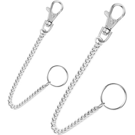 2 stk. kæde bæltesæt, tegnebogskæde, bukse kæde, lommekæde med nøglering til bukse bælte jeans tegnebøger og nøgler (16” & 18”)