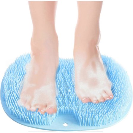 Brusefodskrubber og rygbørste 23*30cm (blå), brusefodskrubber, brusefodskrubber med skridsikre sugekopper, brusefodskrubber med sugekop til Cl