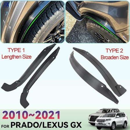 1 Par Mud Flaps Bakre Hjulbue Skjermforlenger Sprutbeskyttere For Toyota Land Cruiser Prado J150 150 Lexus GX460 2010 - 2021