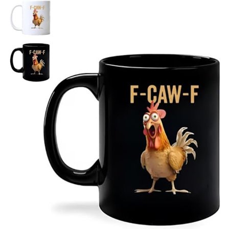F-Caw-F Rolig Kyckling Kaffekrus 330ml Keramisk Tekop til Mænd Kvinder Sort Nyhed Kop til Kontor Hjem Gave Humor Drikkevarer