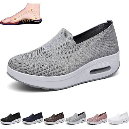 Ortopediska Sneakers för kvinnor, Mesh Up Stretch Platform Sneakers, Bekväma Casual Fashion Sneaker Walking Shoes (svarta, 7,5)