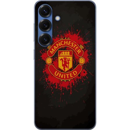 Kompatibelt Mobildeksel til Samsung Samsung Galaxy S25+ Manchester United logo i rød og gul farge med røff sportslig bakgrunn