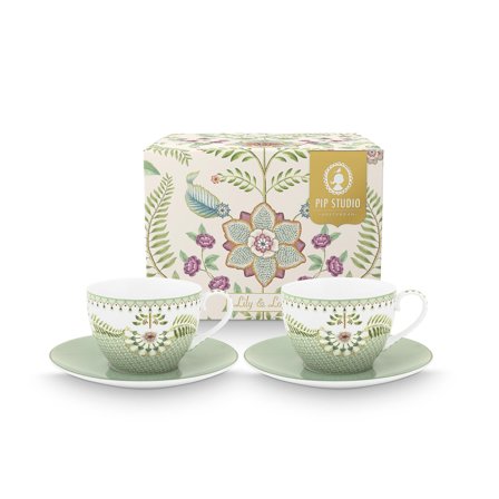 PIP Studio Lily & Lotus cappuccino kop 2-pak - Grøn | KitchenOne