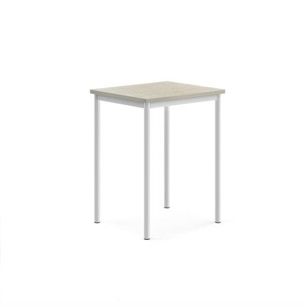 Desk SONITUS, 700x600x900 mm, light grey linoleum, white
