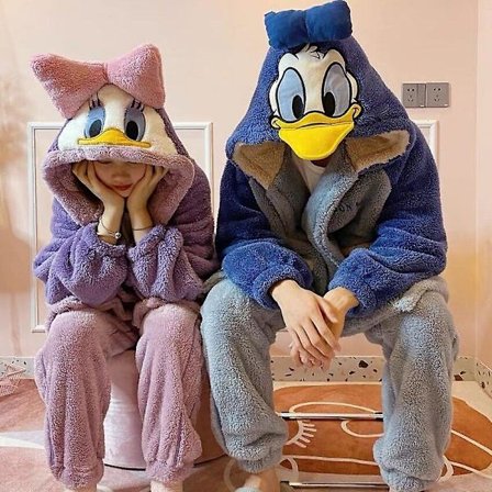 Vinter-pysjamassett med Kawaii Sanrio-animasjon Kuromi Cinnamoroll My Melody ansiktsklut, myk, varm og komfortabel