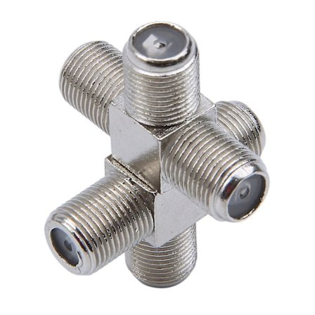 3-vejs F-type Koaksialkabel Splitter Kombinator Hun til 3 Hun, sølv