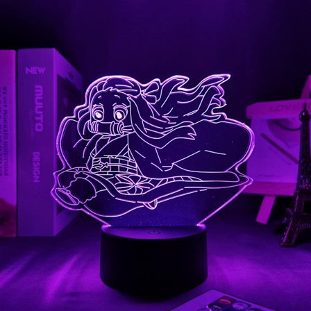 Demon Slayer Nezuko Kamado Lampe Anime Lys 3D LED Natlampe 16 Farveskiftende Bordlampe til Hjemmeindretning Dekorativ Julegave