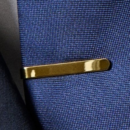 Polert gulltonet 4 cm avrundet slipsstang for menn - Slipsnål til smale slips