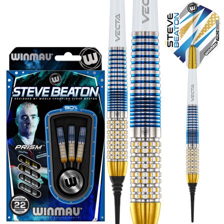 Winmau Darts Steve Beaton Legacy Edition Soft Tip 22g Blue Gold White Professional Tungsten Steel-Tip Darts for Players