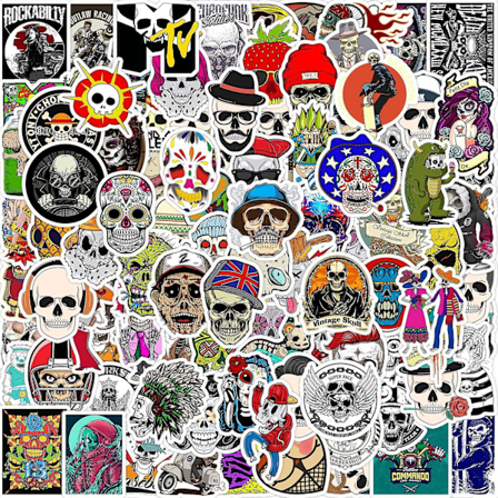 100 kpl Kallojen Tarroja, Vinyyli Vesitiiviit Tarrat Vesipulloille Puskurille Kannettavalle Tietokoneelle Puhelimen Kotelolle Rullalautailulle 