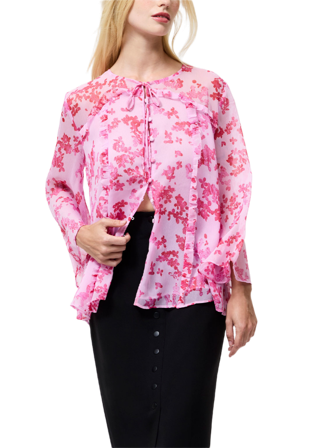 French Connection Isla Hallie Crinkle Tie Neck Top Överdelar Dam Rosa XS