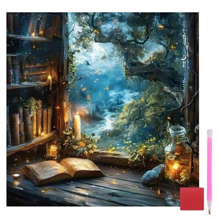 Bog Diamant Kunst Sæt til Voksne, Landskab Diamant Maleri Sæt til Begyndere, 5D DIY Rund Fuld Drill Ædelsten Kunst Mal med Diamanter til 