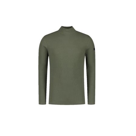 Purewhite Ribbed Long Sleeve Mockneck T-Shirt Army Green Senior , Groen , Heren , Maat: L