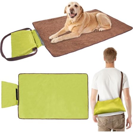 Sammenleggbart kjæledyrteppe 100x70 cm – Varmende hundematte med oppbevaringsveske, Utendørs/Reise