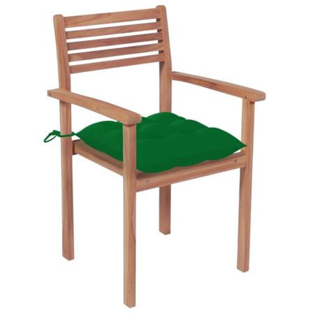Vidaxl Trädgårdsstolar Med Gröna Dynor 4 St Massiv Teak Grön