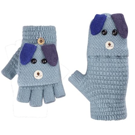 Børnevotter, piger og drenge aftagelig klap strikkede handsker, vantehandsker, fingerløse halve handsker, vinterhandsker