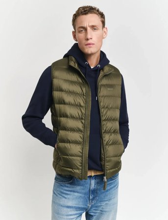 GANT Light Down Vest - Khaki green - M
