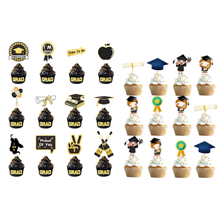 Konfirmasjon Cupcake Toppers, Svart Glitter Unik Design Gir Glimt til Dine Konfirmasjonsfestartikler